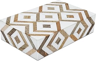 HANDICRAFTS HOME 5X7X1.5 Handmade Decorative Boxes Marquet Collection Storage Organizer with Lids Aesthetic Decor Memory Box, Marquet Array