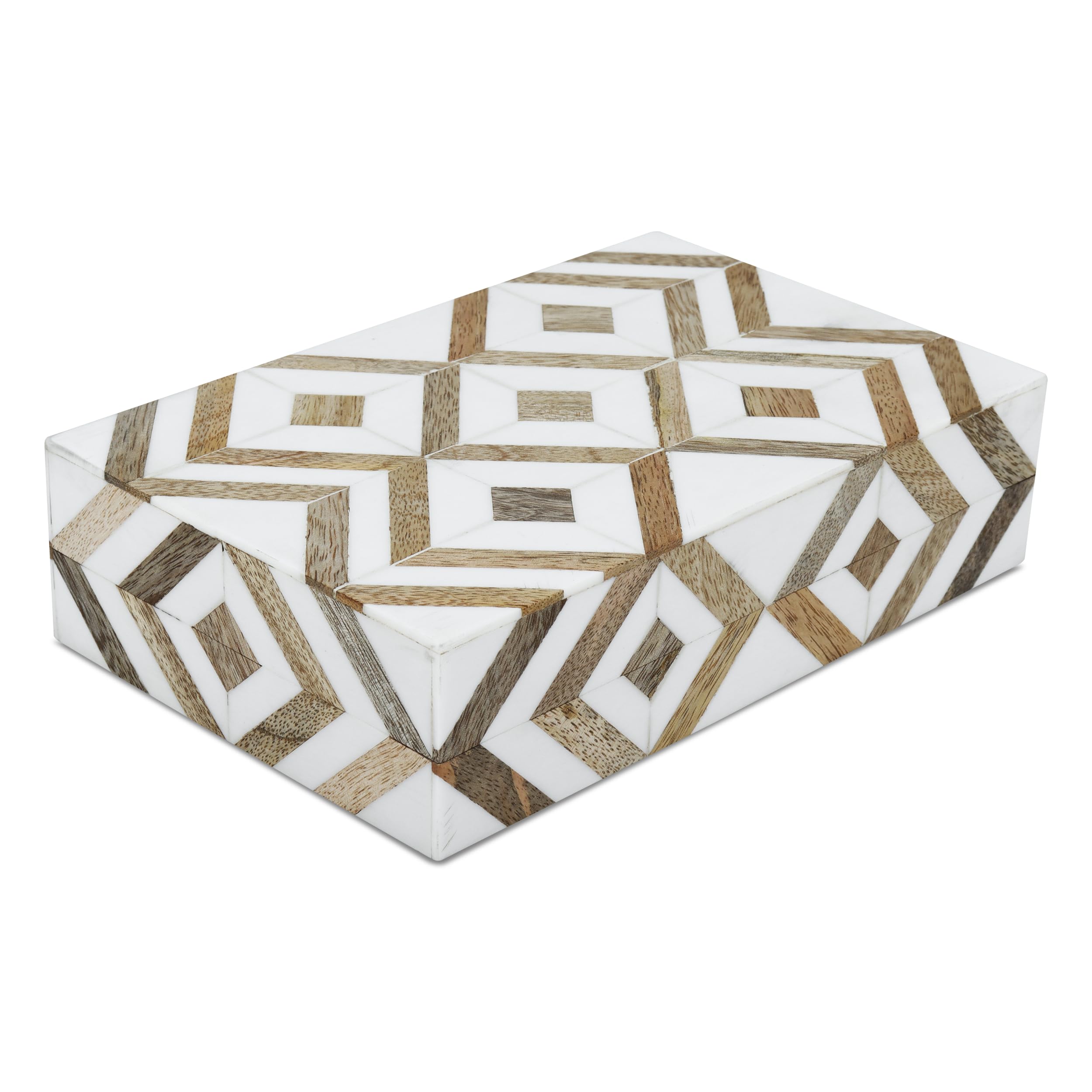 HANDICRAFTS HOME 5X7X1.5 Handmade Decorative Boxes Marquet Collection Storage Organizer with Lids Aesthetic Decor Memory Box, Marquet Array