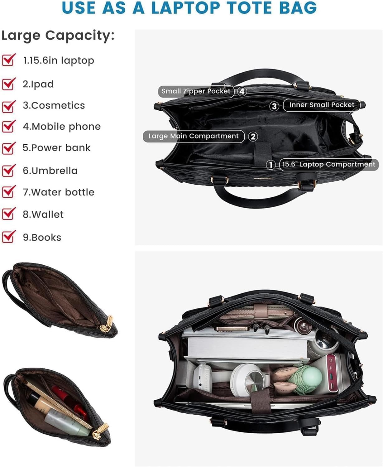 Borsa Pranzo Donna 2-in-1 - Tote Con Scomparto Termico Per Laptop 15.6" - Foto 11