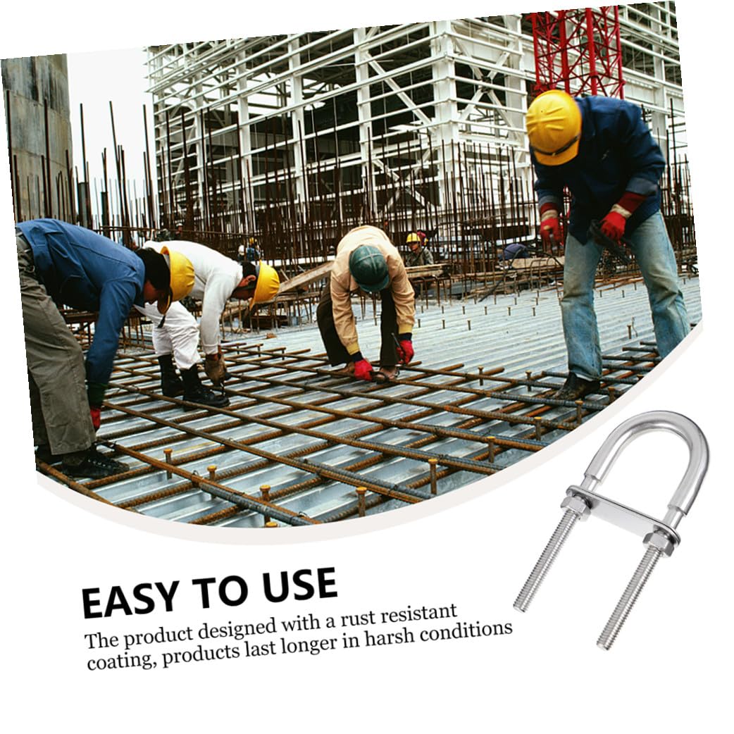 TIDTALEO Stainless Steel 304 U-Bolt M6X90 with Nut and Washer, U-Shaped Metal Clamp Fastener for Industrial, Marine, and Trailer Applications