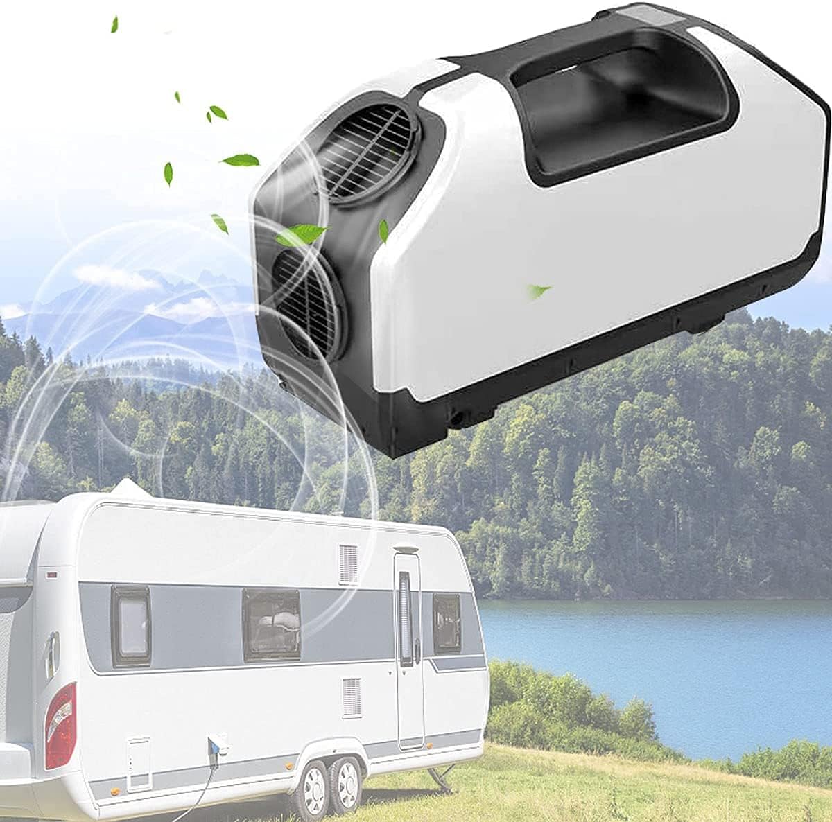 24V Mobile portable air conditioner Built-in 380W Panasonic compressor 2400btu cooling capacity Suitable for RV camping fishing and other outdoor activities Support (12V/110-240 need optional) (12V)