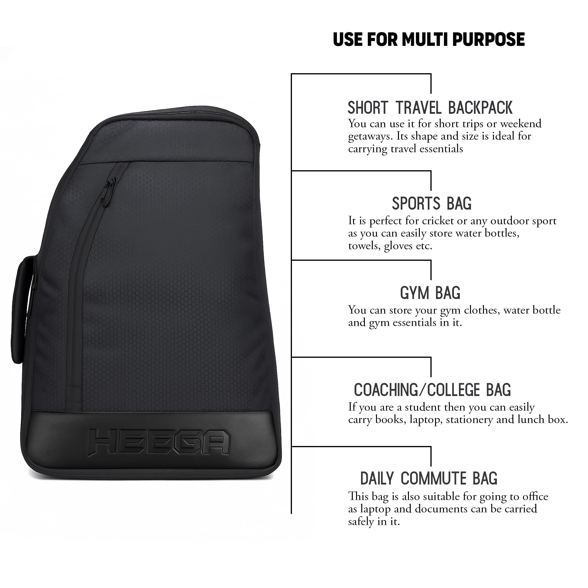 Heega Comfy Pickleball Racket Kit Bag | Holds Up to 2 Paddles | Spacious Multipurpose Sports Bag | Adjustable Shoulder Strap | Lightweight & Durable Pickle Ball Equipment Bag | Black | Pack of 1 2