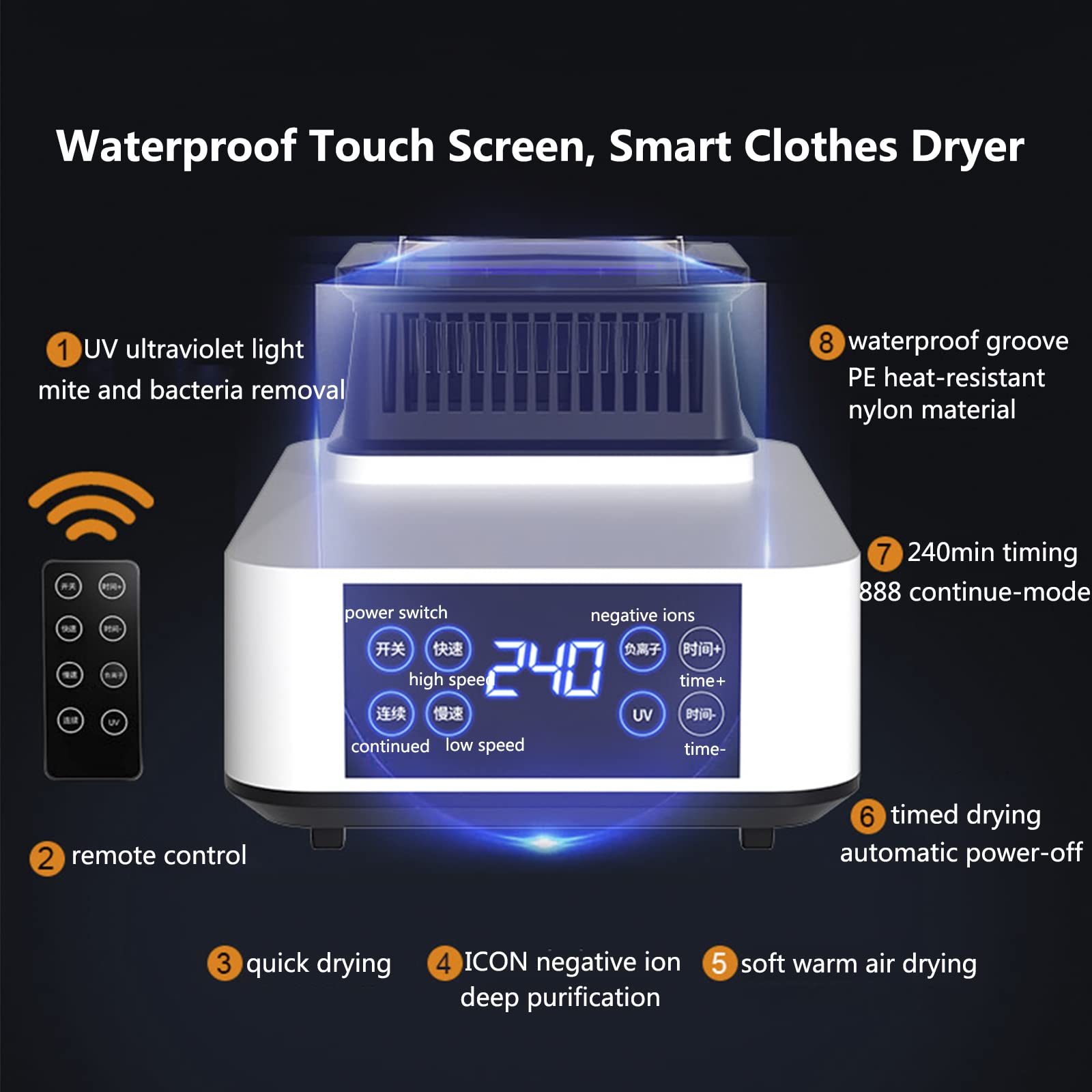 Asciugabiancheria Elettrica Portatile con Telecomando e Timer, Stendino Elettrico1500W Basso Consumo, Stendibiancheria Elettrico Armadio Pieghevole a 2 Livelli for La Casa,Blu,H150cm