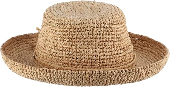 Scala Women's Crocheted Raffia Hat with Drawstring