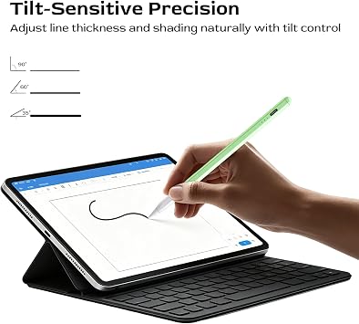 Magnetic Stylus Pen for iPad 2018-2026, 3X Fast Charge iPad Pencil with Tilt Sensitivity & Palm Rejection, Apple Pencil Alternative, Pixel Precision for iPad A16/11/10 Air Pro Mini, USB-C