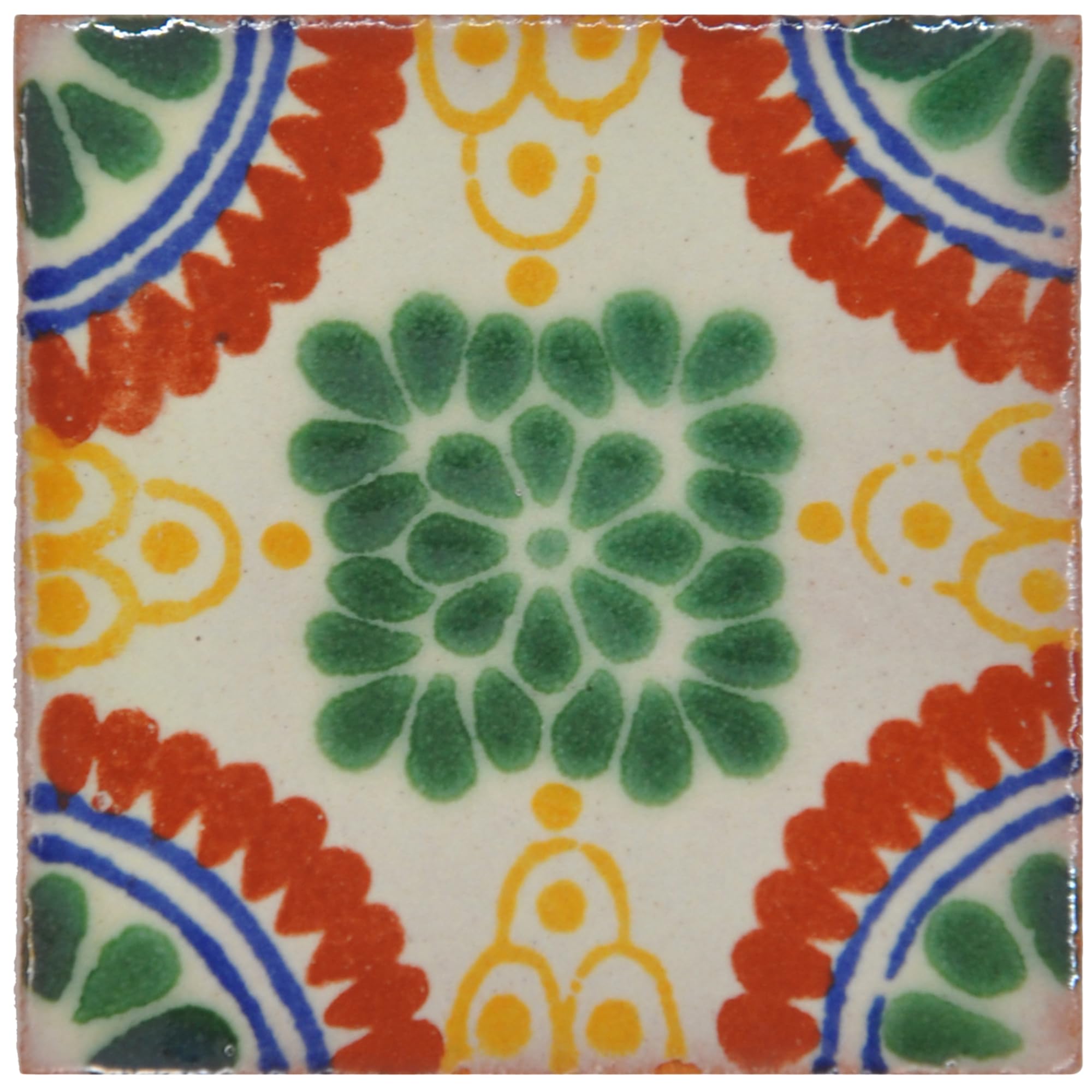 Tumia LAC Handmade Mexican Talavera Tile - Authentic Style Madalena Ceramic Tiles for Crafts, Backsplashes and Home Improvement - Individual Tile