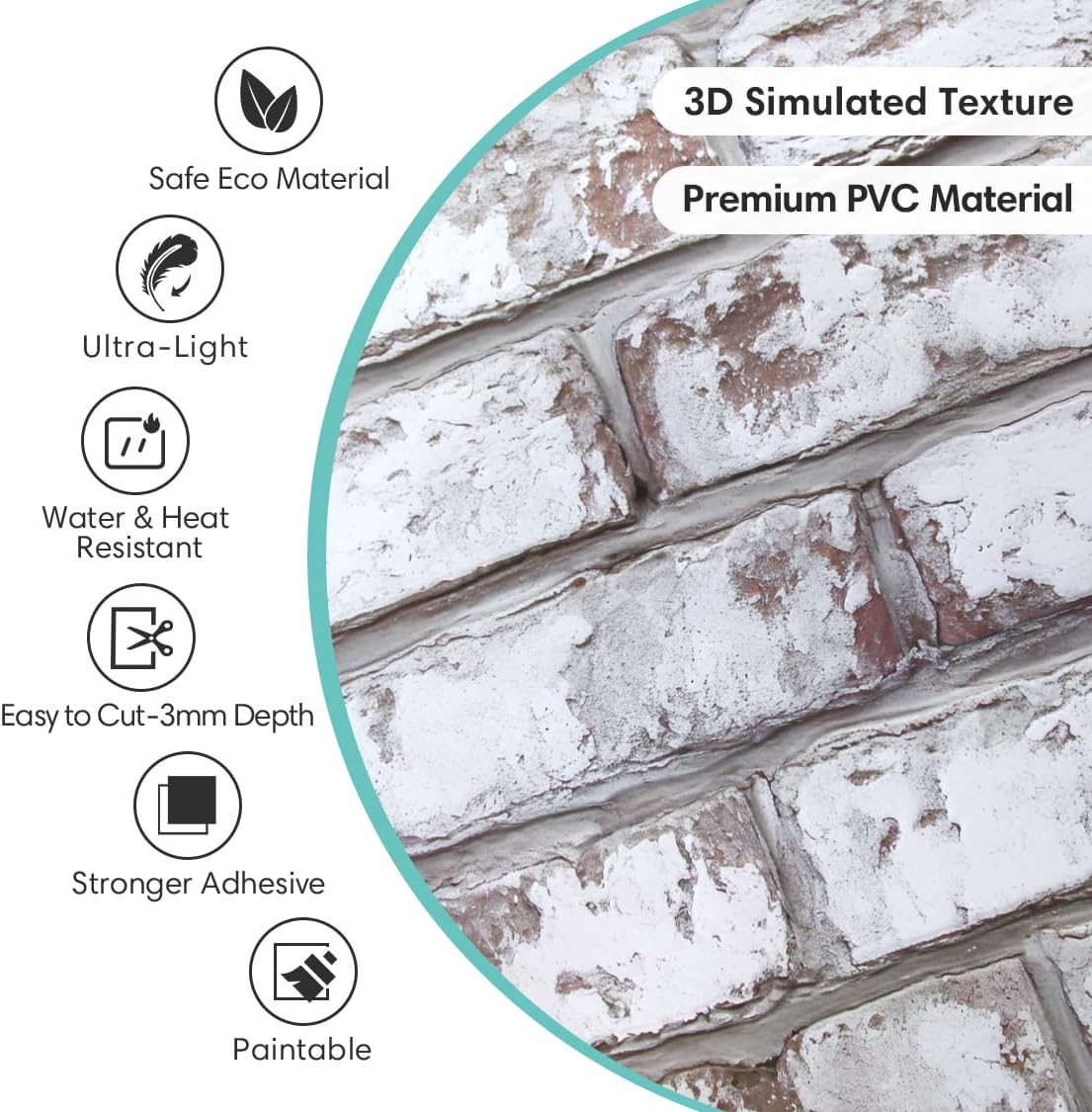 Commomy 10 Pcs 3D Faux Brick Wall Panels -11.8"X11.8" Small Size PVC Brick Peel and Stick Tiles Backsplash DIY Brick Wallpaper Wall Tile for Bedroom, Living Room, Kitchen, Fireplace, RV