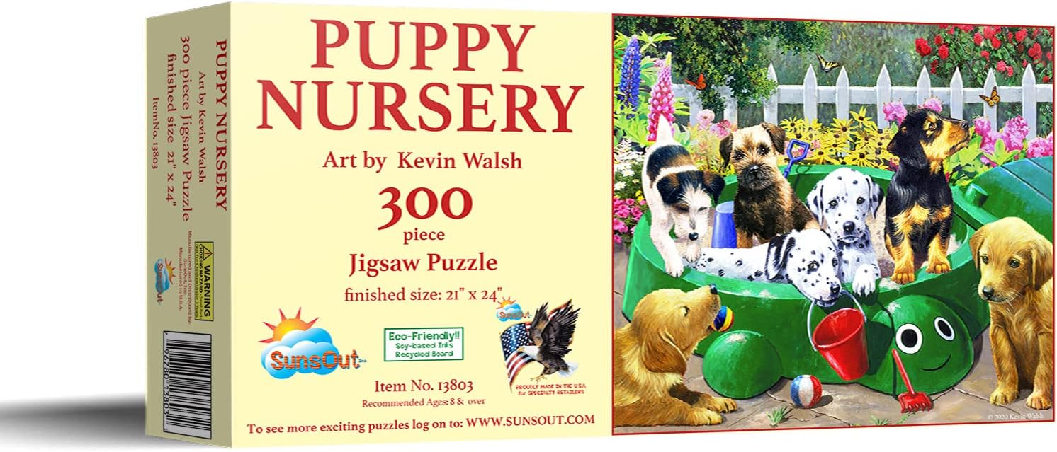 SUNSOUT INC - Puppy Nursery - 300 pc Jigsaw Puzzle by Artist: Kevin Walsh - Finished Size 21" x 24" - MPN# 13803