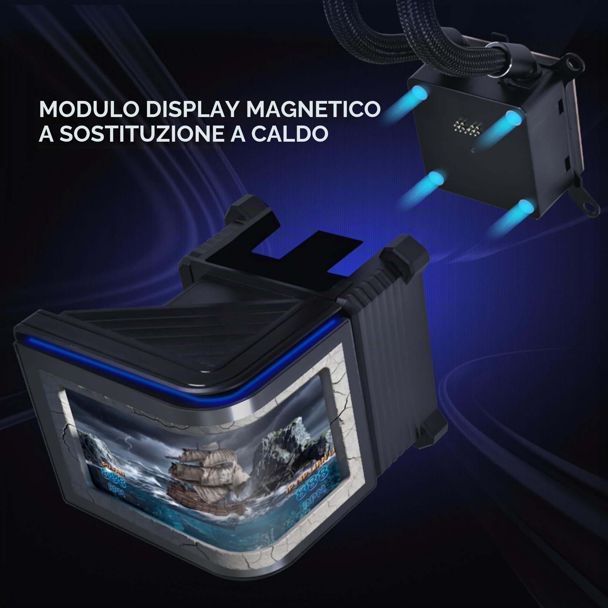 Lian Li Hydroshift II OLED Curvo 360 Liquid CPU Cooler – Flessibile Slide-Tube Clamp Coolant Pathway – Schermo 2K regolabile da 6,6 pollici – Effetti di animazione 3D – LGA 1851/1700, AMD AM5/4 – Nero