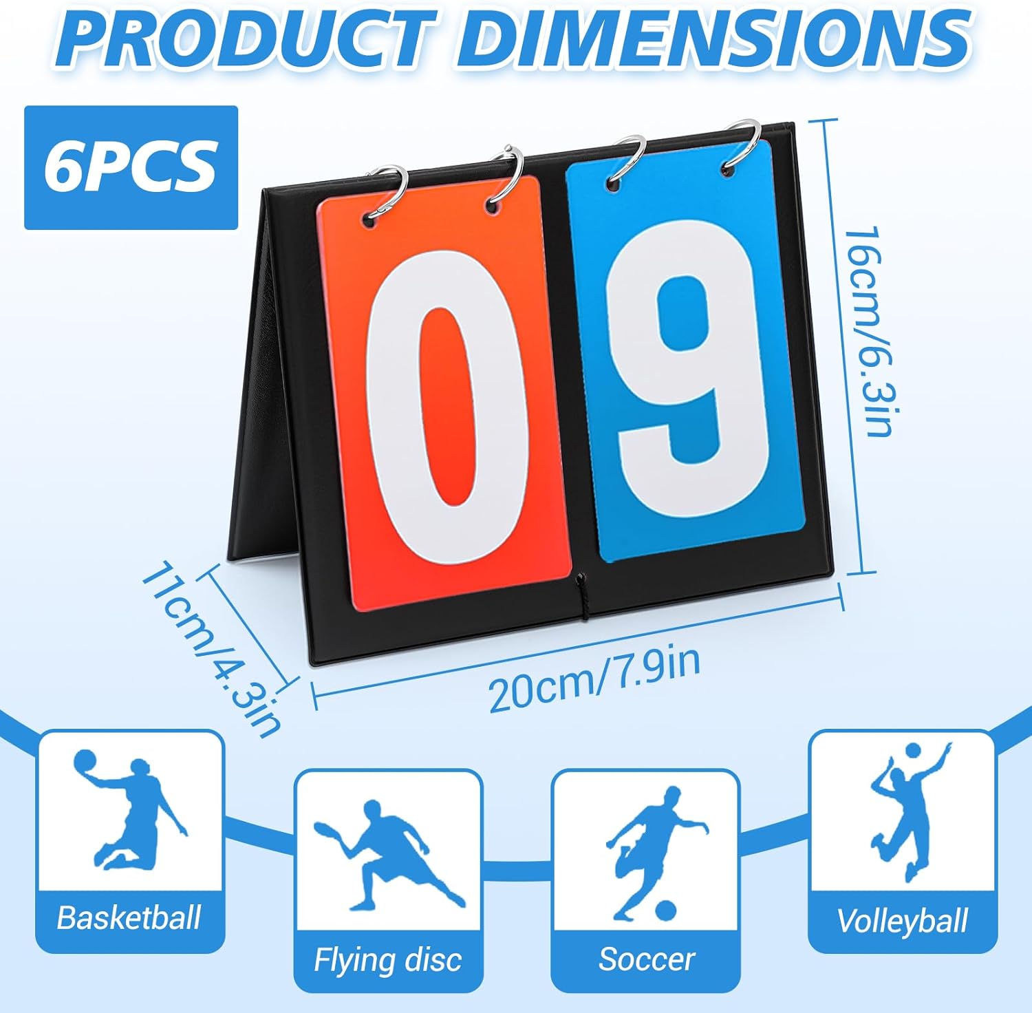 Hiboom Scoreboard Flipper 2 Digit Scoreboard Tennis Score Keeper Portable Tabletop Flip Football Score Board for Soccer Basketball Baseball Sports Games
