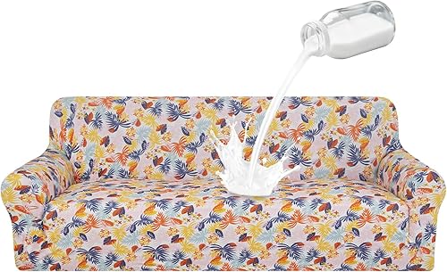 Vista 22 de ALIECOM Fundas 100% impermeables para sofá de 3 cojines, fundas para sofá aptas para mascotas, lavables para perros, fundas elásticas estampadas