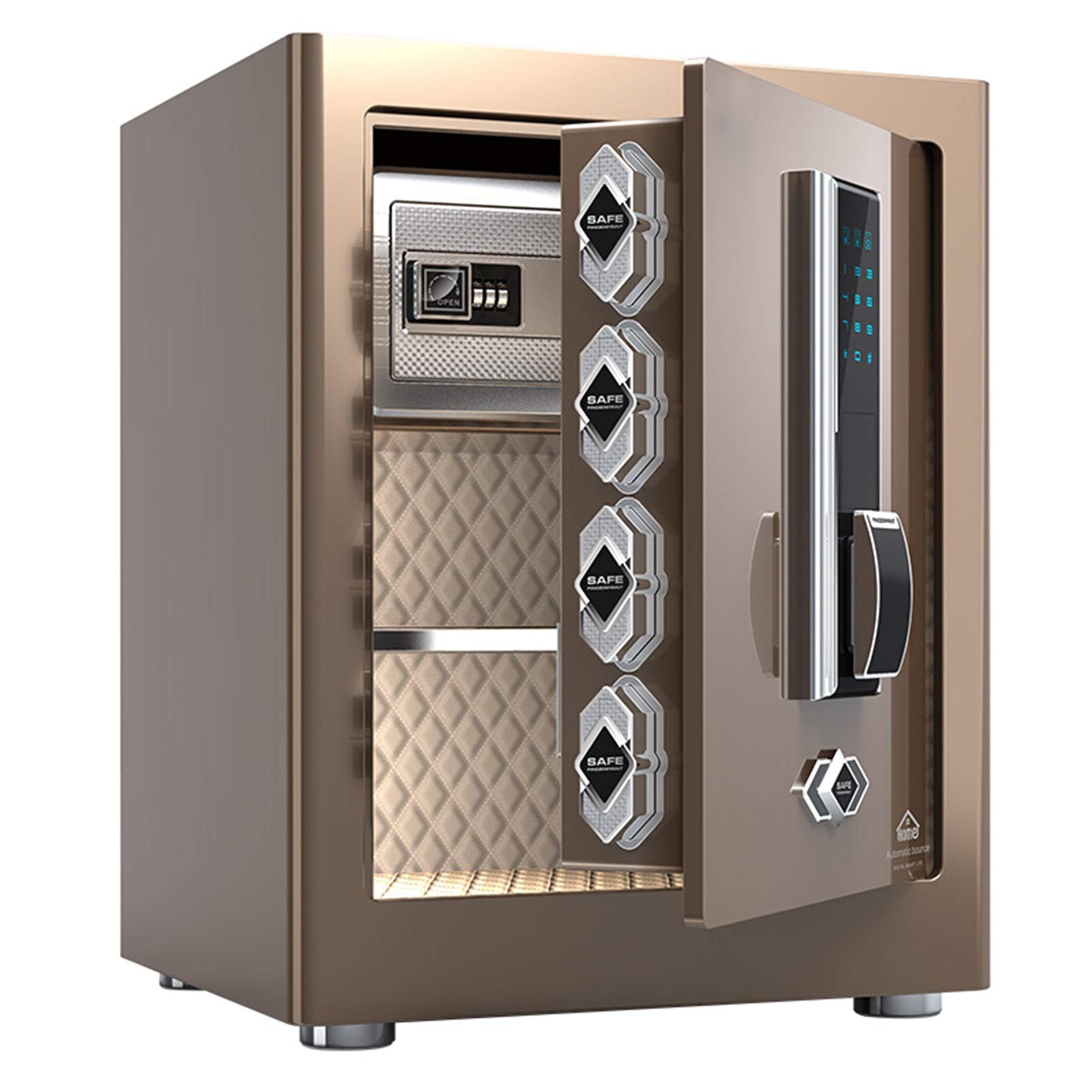 Stahltresor Metall Sicherheitsbox, Sicherheit für Zuhause, persönlich für Geldtresor, Stahl mit Schlüssel, Digitale Sicherheitsbox mit Sensorlicht, Geldschlossbox mit feuerfester Geldtasche