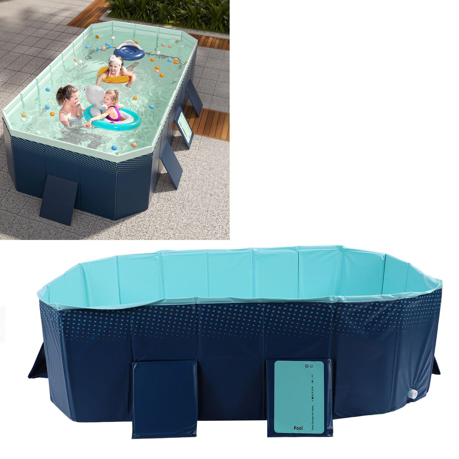 Mumusuki Foldable Pool, Non Inflatable Thickened Swimming Pool Anti Wear PVC for Outdoor Backyard Kids Dogs (1.85m/6.1ft)