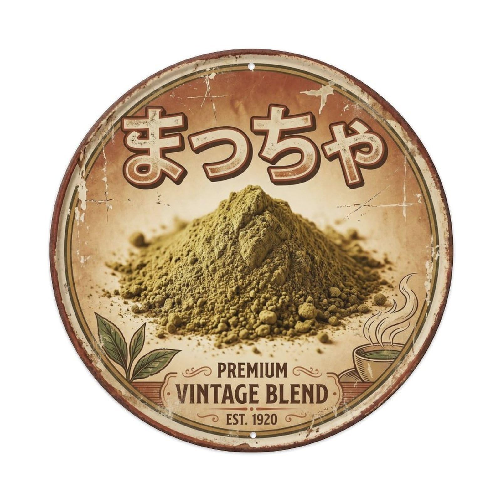 Cxhjca 8X8inch(20X20cm) Matcha Japanese Wagashi Cafe Vintage Americana Latte Metal Tin Sign