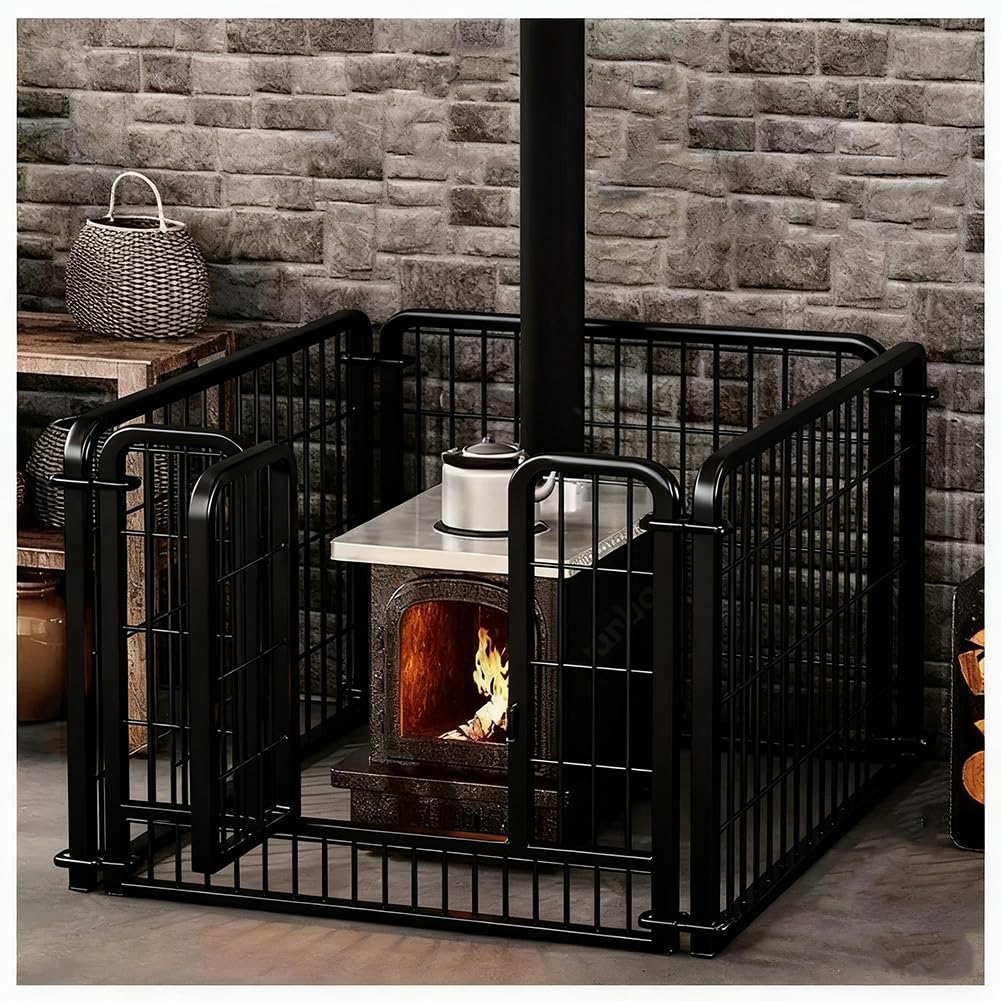 Protector térmico de seguridad para estufas, cubierta de malla completa para dispositivos de calefacción, rejilla de protección contra quemaduras, barrera de seguridad para horno doméstico (negro, 50