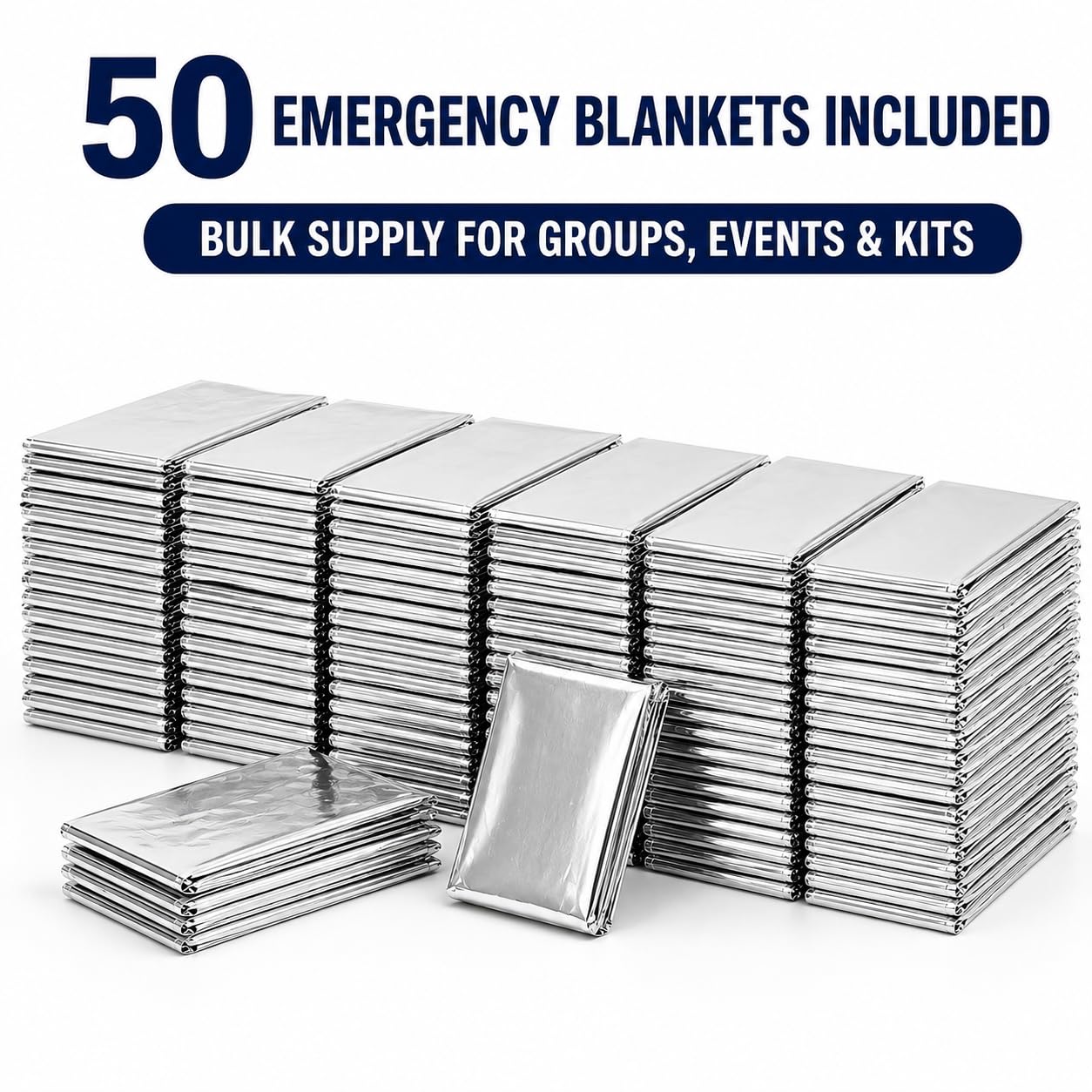 Lot of 50 Emergency Mylar Blankets - 84 x 52 by BH