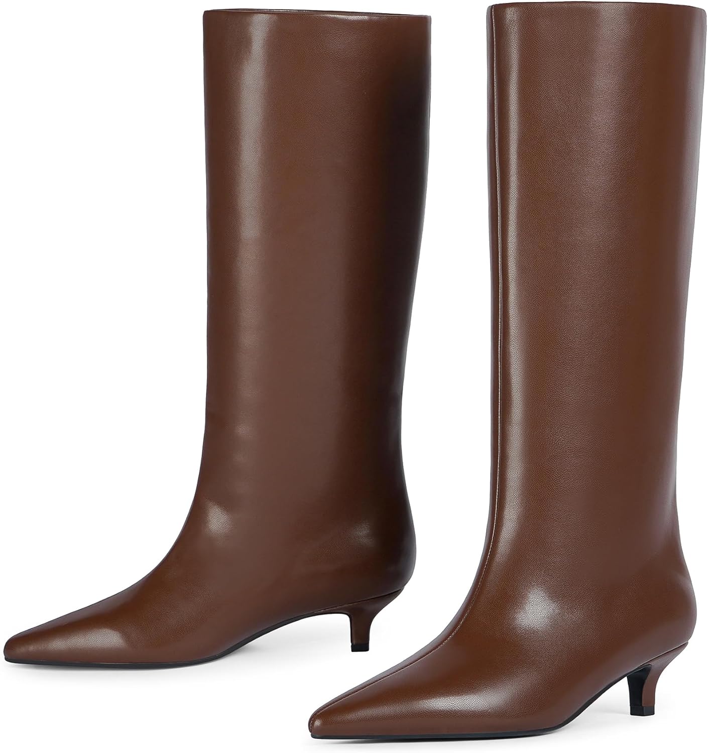 Knee High Boots Women Slip on Low Kitten Heel Tall Boots Pointed Toe Long Fall Boots for Women - Image 9