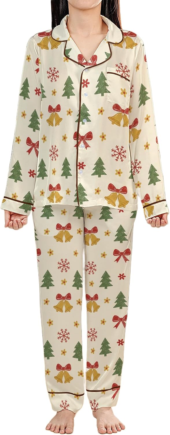 ThuhaTree Store Cute Christmas Pajamas Set Short & Long, Christmas Theme Pajamas Set Design For Lovers Multi