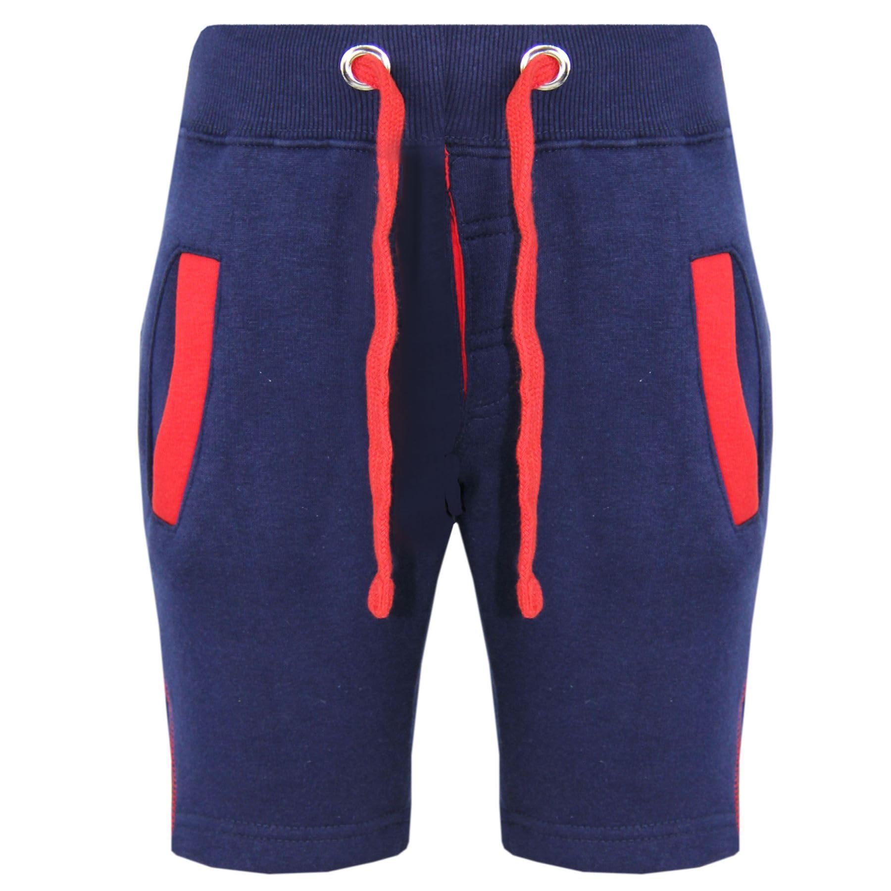 A2Z 4 Kids Fleece Jogging Shorts - Shorts Contrast Trim Navy 7-8.