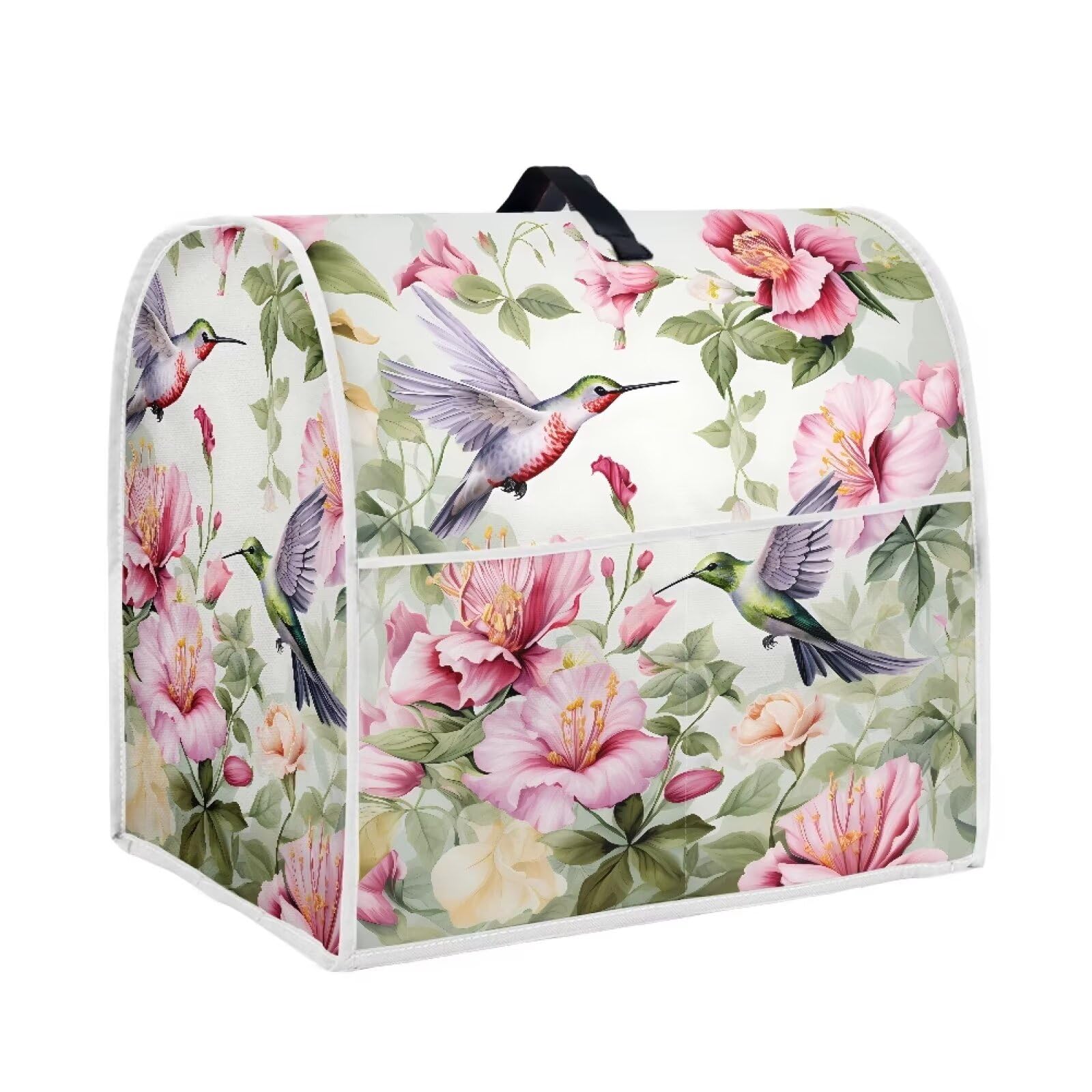 DISNIMO Hummingbird Floral Stand Mixer Cover Compatible with 4.5-5 Quarts Kitchen Aid Mixer Dust Proof Kitchen Mixer Cover with Top Handle and Pockets