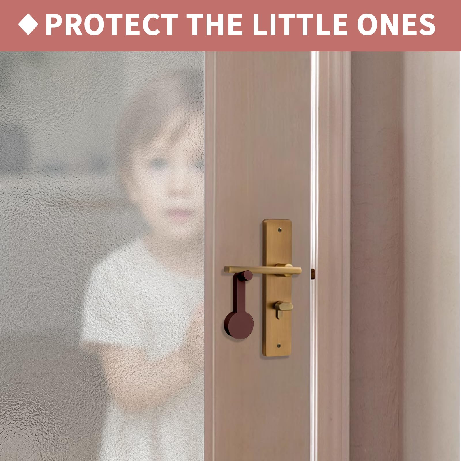 Cerradura de palanca de puerta, cerraduras de seguridad a prueba de niños para puertas, mantiene al bebé seguro, evita que las mascotas abran las puertas, operación de rotación de presión (café 4p)