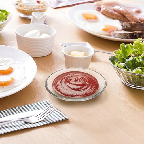 Miniatura 8 de Angoily Platos de cristal, 4 platillos para tazas de té, cuencos de inmersión transparentes, plato de postre de cristal para fiesta, pequeño