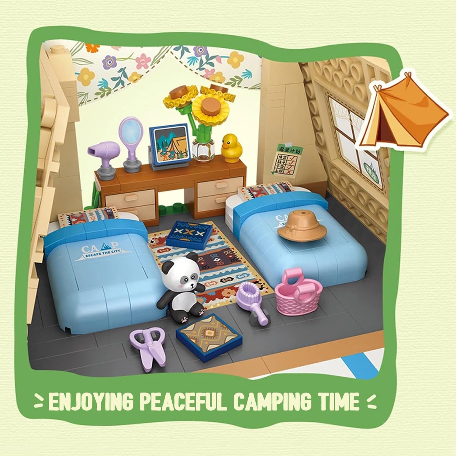 MEIEST Camping Building Blocks Set,Holiday Camper Collection Particle Construction Building Bricks Toy,Home Decor (Tent)