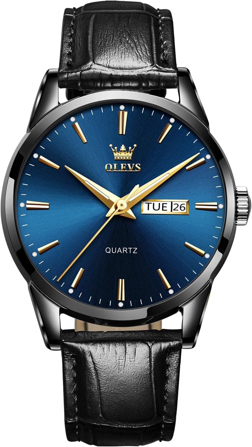 Men's Casual Leather Watch, Easy to Read Three-Hand Analog Stainless Steel Watches for Men, Minimalist Day Date Waterproof Luminous Mens Quartz Wristwatch