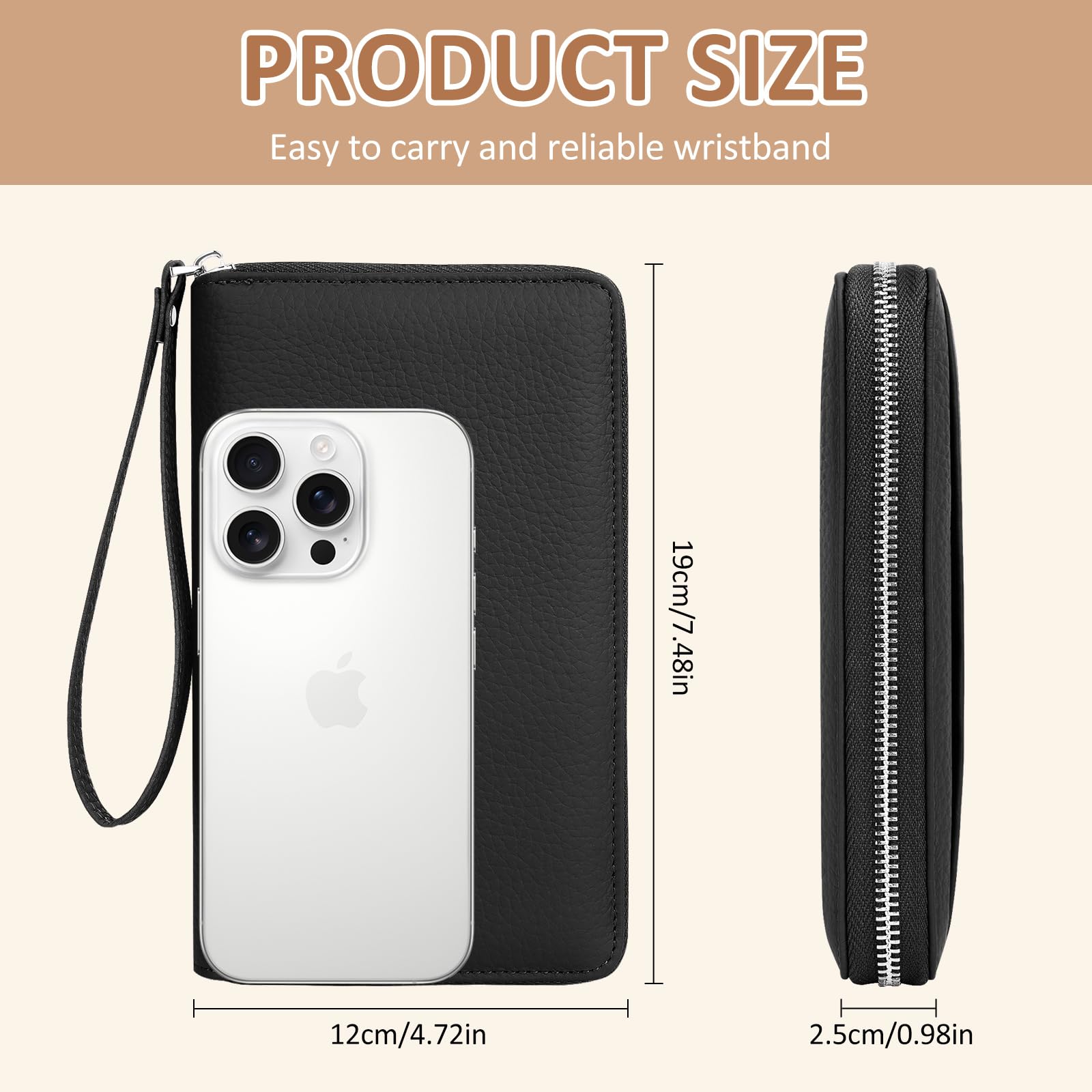 Funda Pasaporte RFID Porta Pasaporte Piel Passport Wallet Impermeable Passport Cover Portadocumentos Viaje para Documentos Billetes Avión Tarjetas, Negro