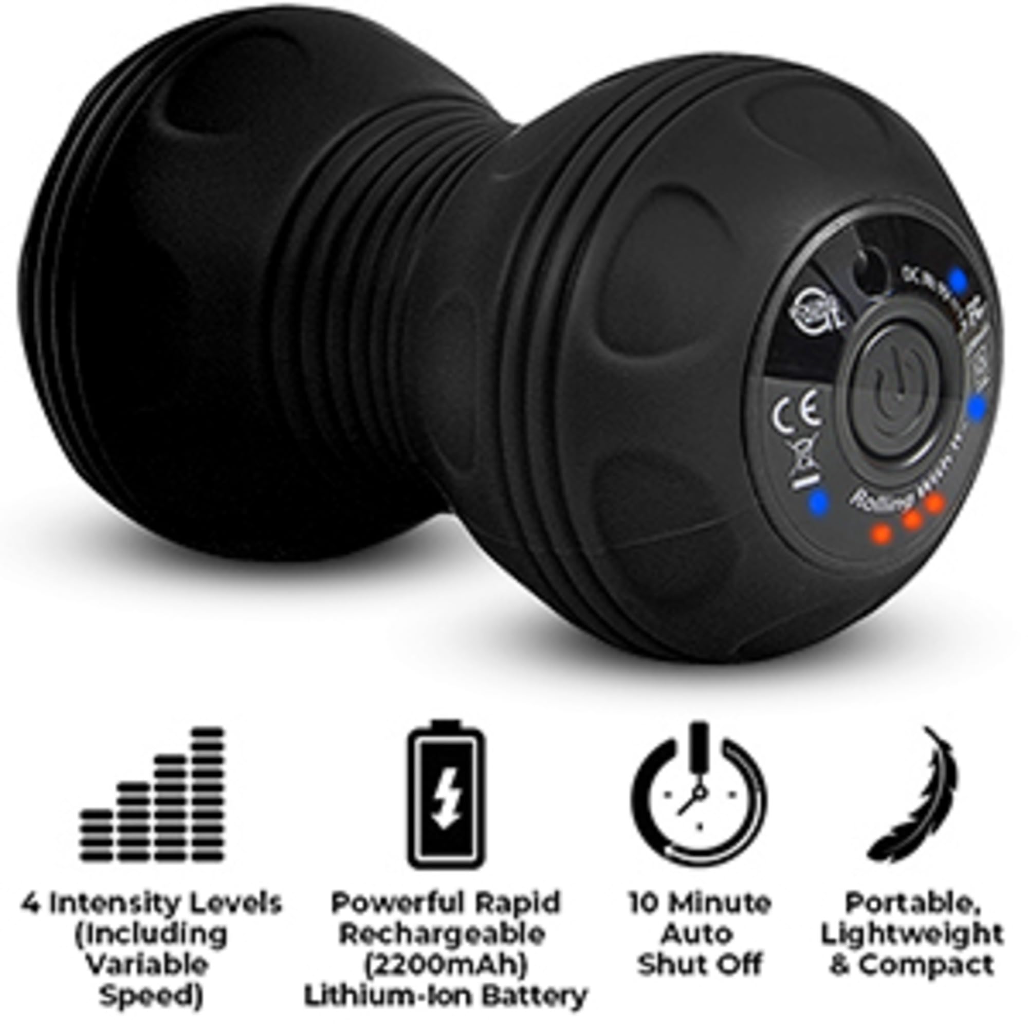 Rolling With It profesional vibrante maní bola de masaje - terapia de puntos gatillo de tejido profundo, liberación miofascial - portátil, inalámbrico - dual lacrosse bola vibración massager - negro