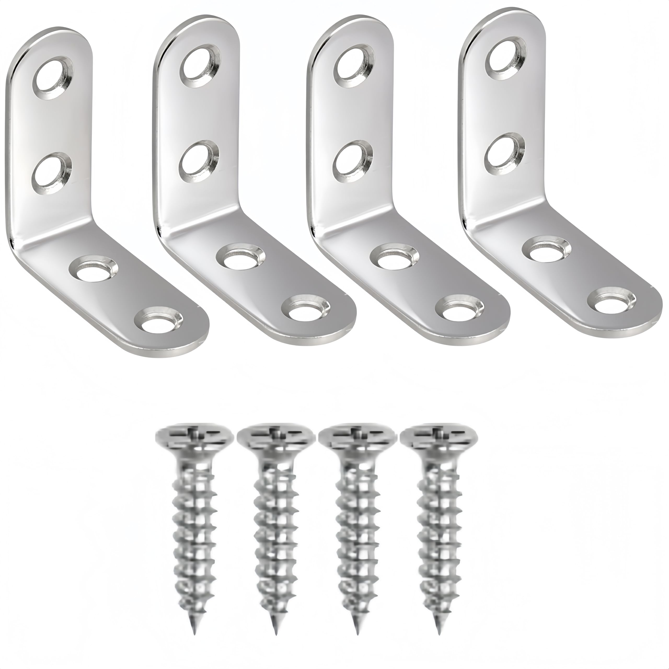 10 Pack Stainless Steel L Brackets,90 Degree Corner Braces with Screws for Wood Furniture Fixation, Right Angle Shelf Support Brackets & Metal Connectors(40X40X16mm)