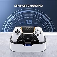 Vista 2 de NEWDERY PS5 Controller Charger Station, Fast Charging Dock for PlayStation 5 Controllers, Single Controller Charging Stand Replacement for PS5 Blanco