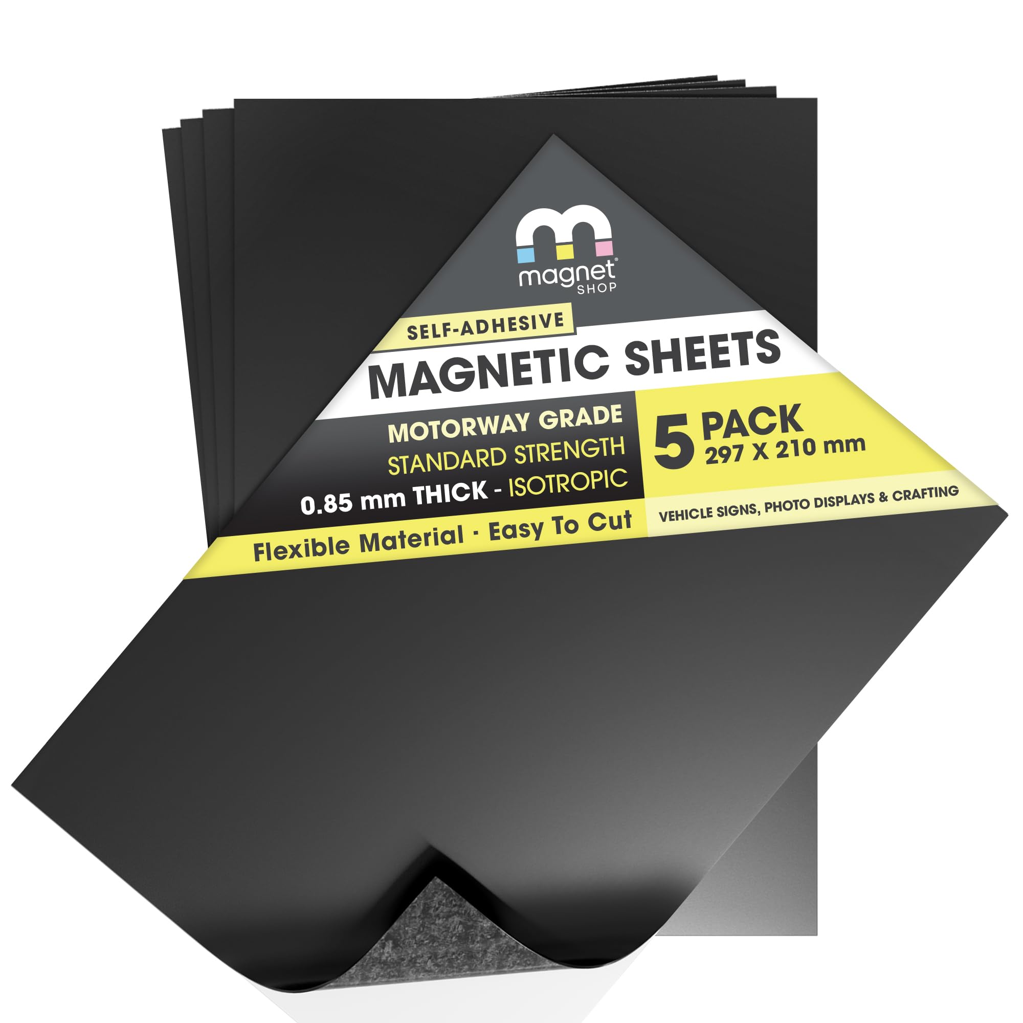 TMS Magnetic Sheets Self-Adhesive | Make Car, Taxi or Vehicle Signs | Use for Crafts or Metal Die Storage | Strong, Sticky & Flexible | 5 Pack | 0.85mm thick | A4 (30ร21cm) โ image 1