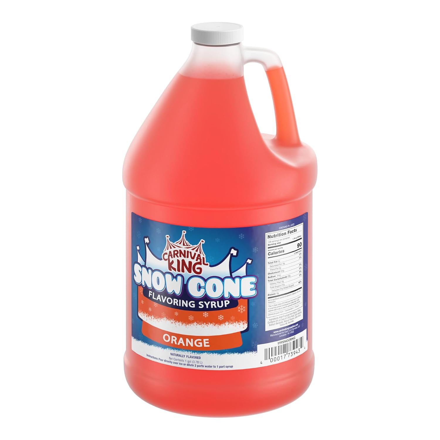 Carnival King Snow Cone Flavoring Syrup 1 Gallon 128 Fl Oz (Orange)