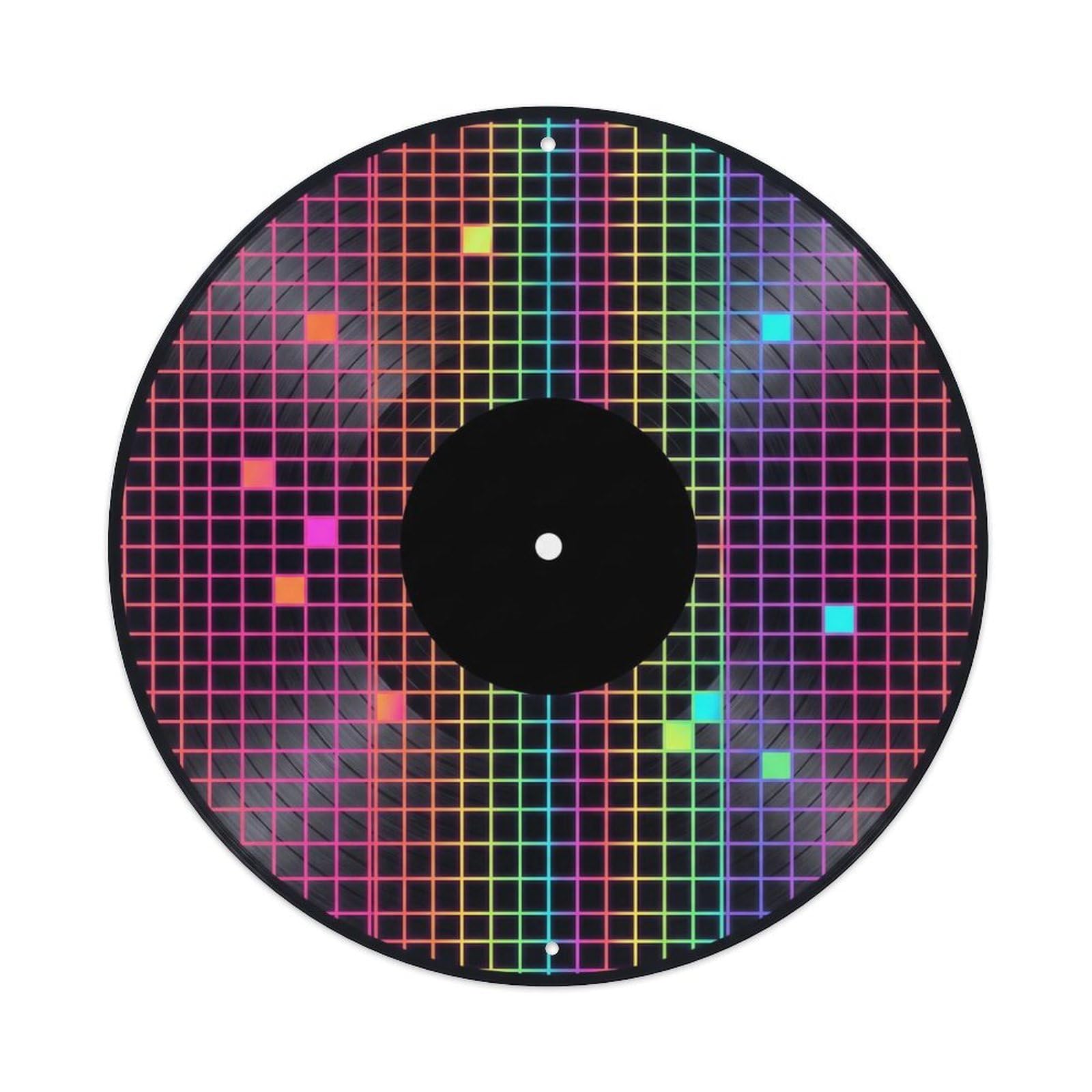 Colorful Music Vinyl Records Square Rainbow Grid Metal Tin Sign