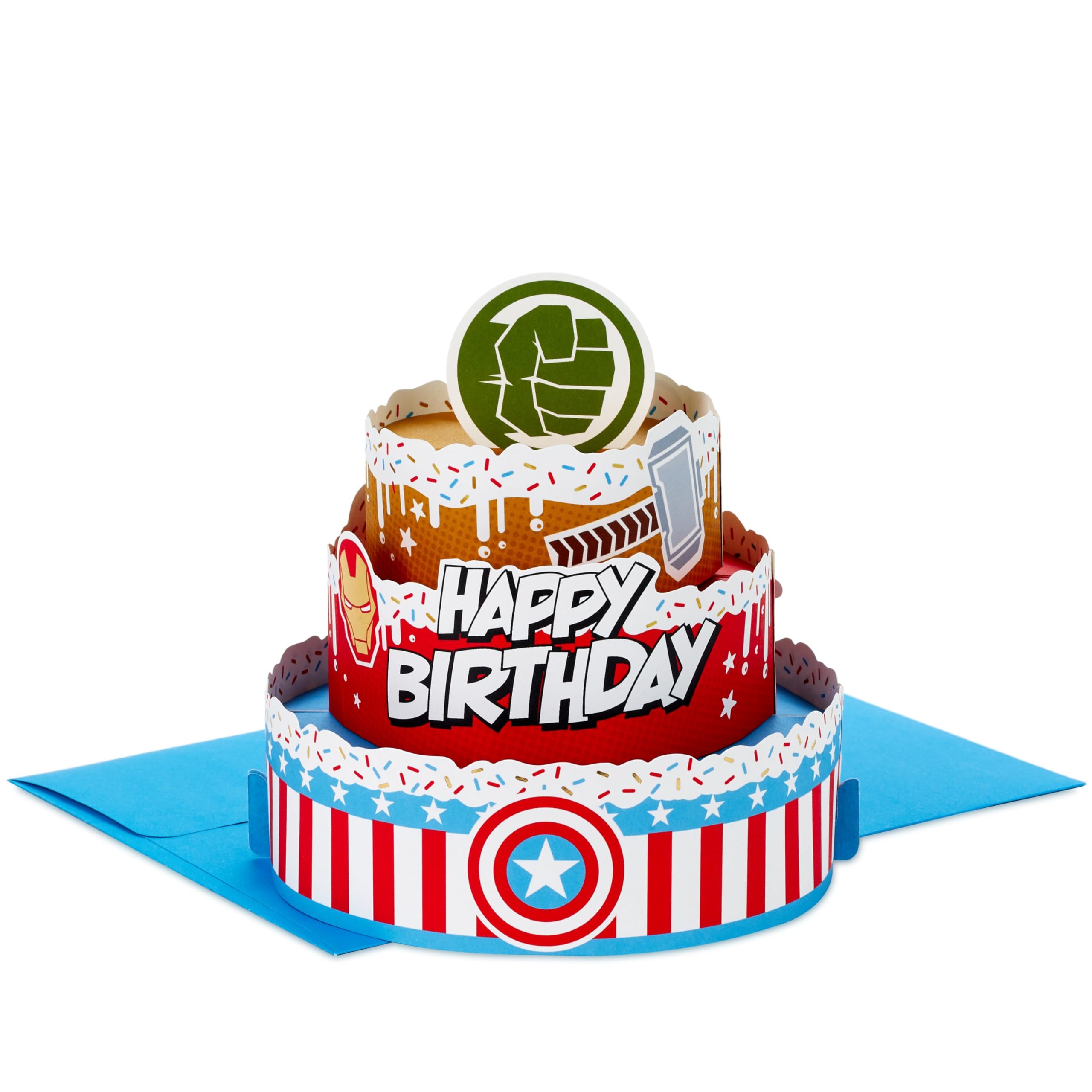 Hallmark Blue Marvel Avengers Paper Wonder Collection 3D Pop-Up Birthday Card