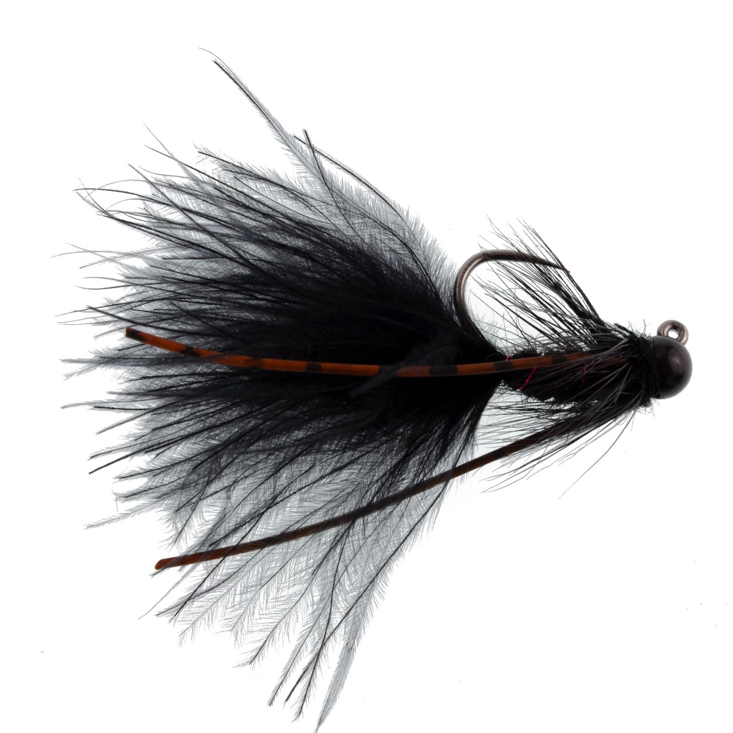 The Fly Fishing Place Tungsten Bead Black Mini Bugger Tactical Jig Czech Euro Nymph Spanish Barbless Nymphing Fly - 1 Dozen Flies Size 8