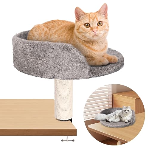 Hivexagon Cama de Escritorio para Gatos con Columna rascadora y Suave Acolchado de Felpa. Permite Que tu Gato…