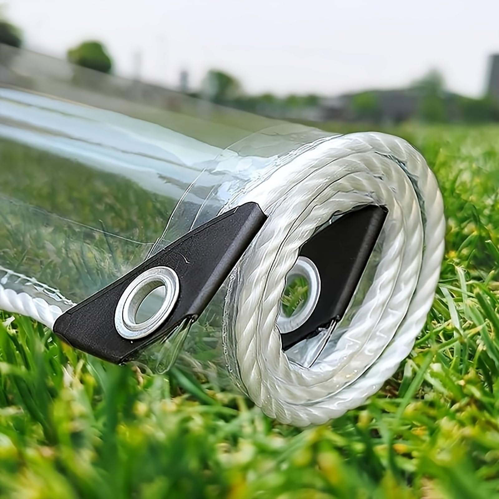 GJZQDKX Heavy Duty Transparent Tarpaulin 0.35mm with Eyelets Waterproof Clear Tarp 2x9m for Garden Plant ProtectionRain Curtains with Cable Ties