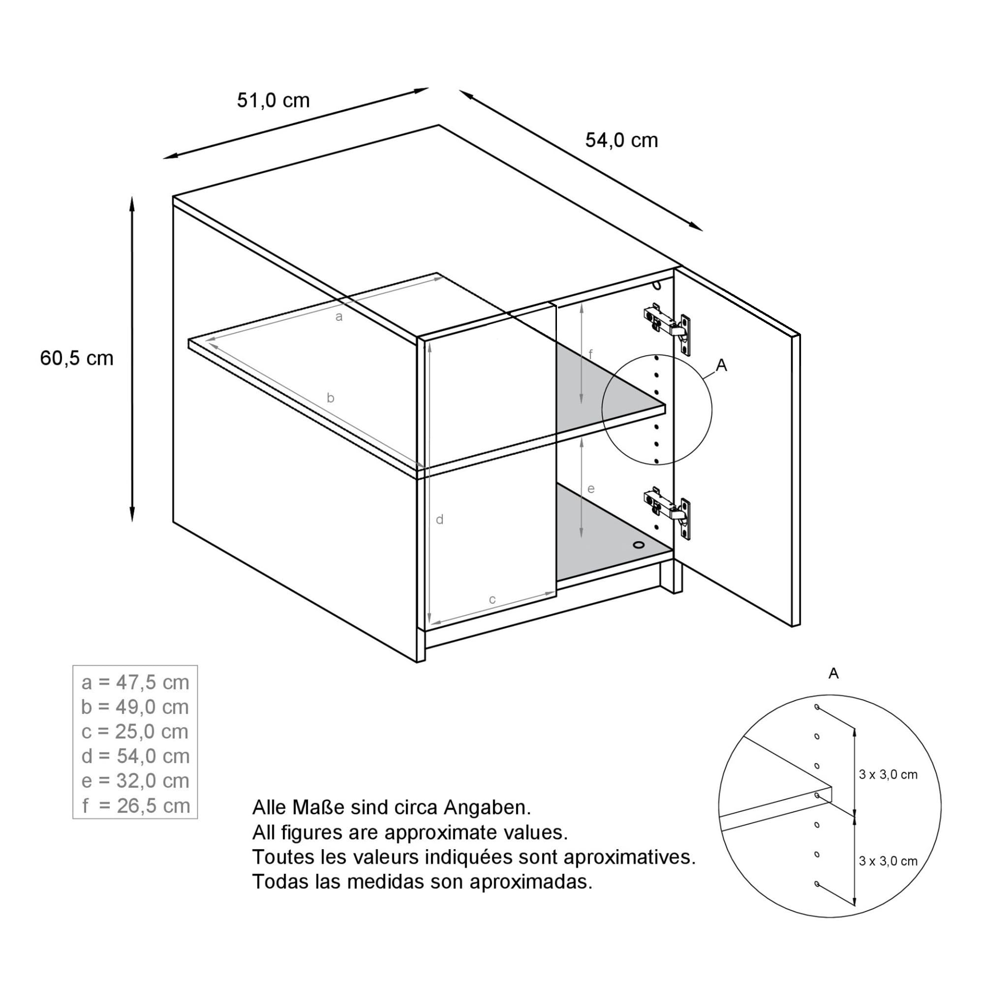 Druckerschrank Elona, Druckerkommode mit Soft-Close & Push-to-Open, Druckertisch, Büromöbel, Home Office & Büro, Weiß matt (51 x 60,5 x 54 cm)