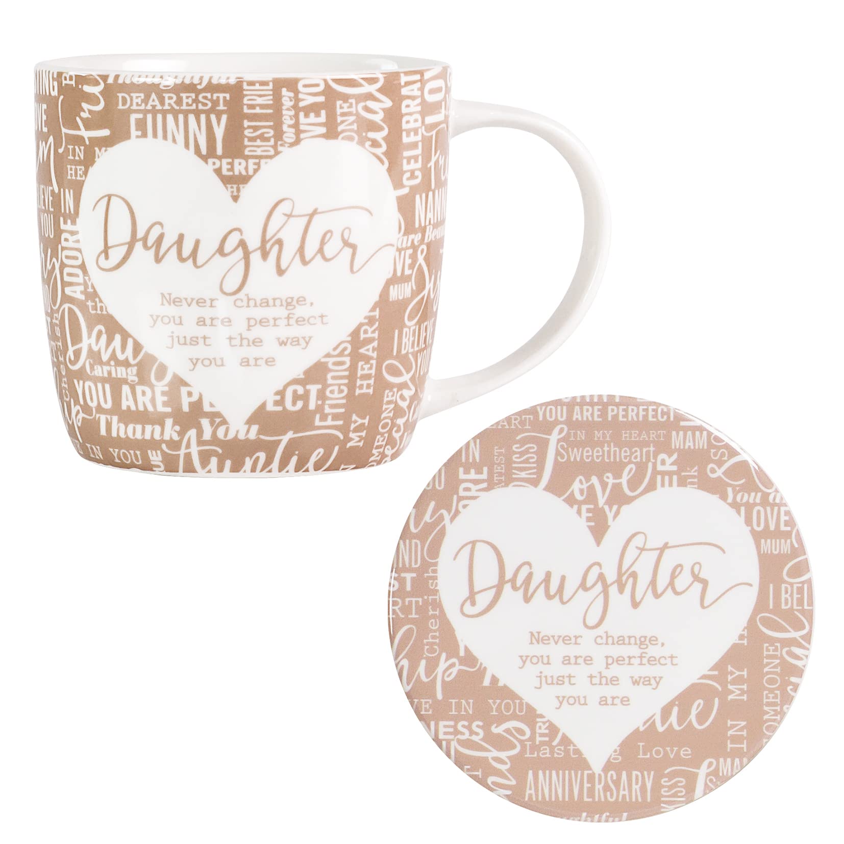 Daughter Mug & Coaster Set  8.3 CM Microwave & Dishwasher Proof Gift Home Decor