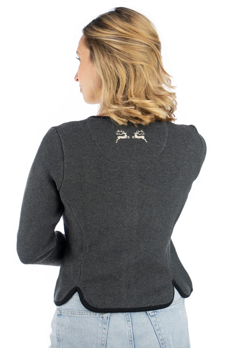 OS Trachten Damen Strickjacke Trachtenjacke Cardigan mit Rundhalsausschnitt Enkeyo