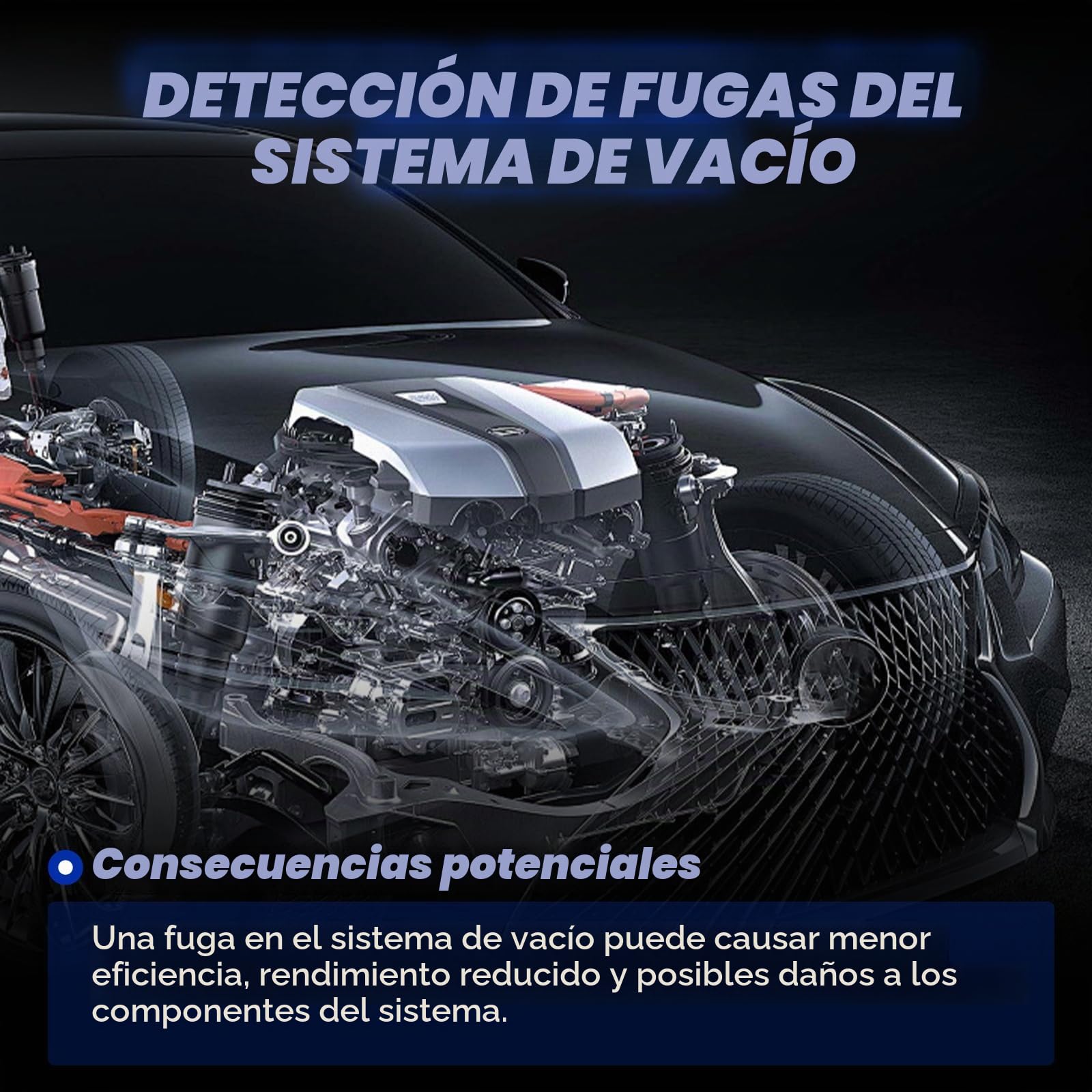 MR CARTOOL Máquina de Humo EVAP Detector de Fugas de Automóviles con Indicador de Presión y Bomba de Aire Incorporada, Probador de Diagnóstico al Vacío, Detector de Combustible de Tubería, DC 12V