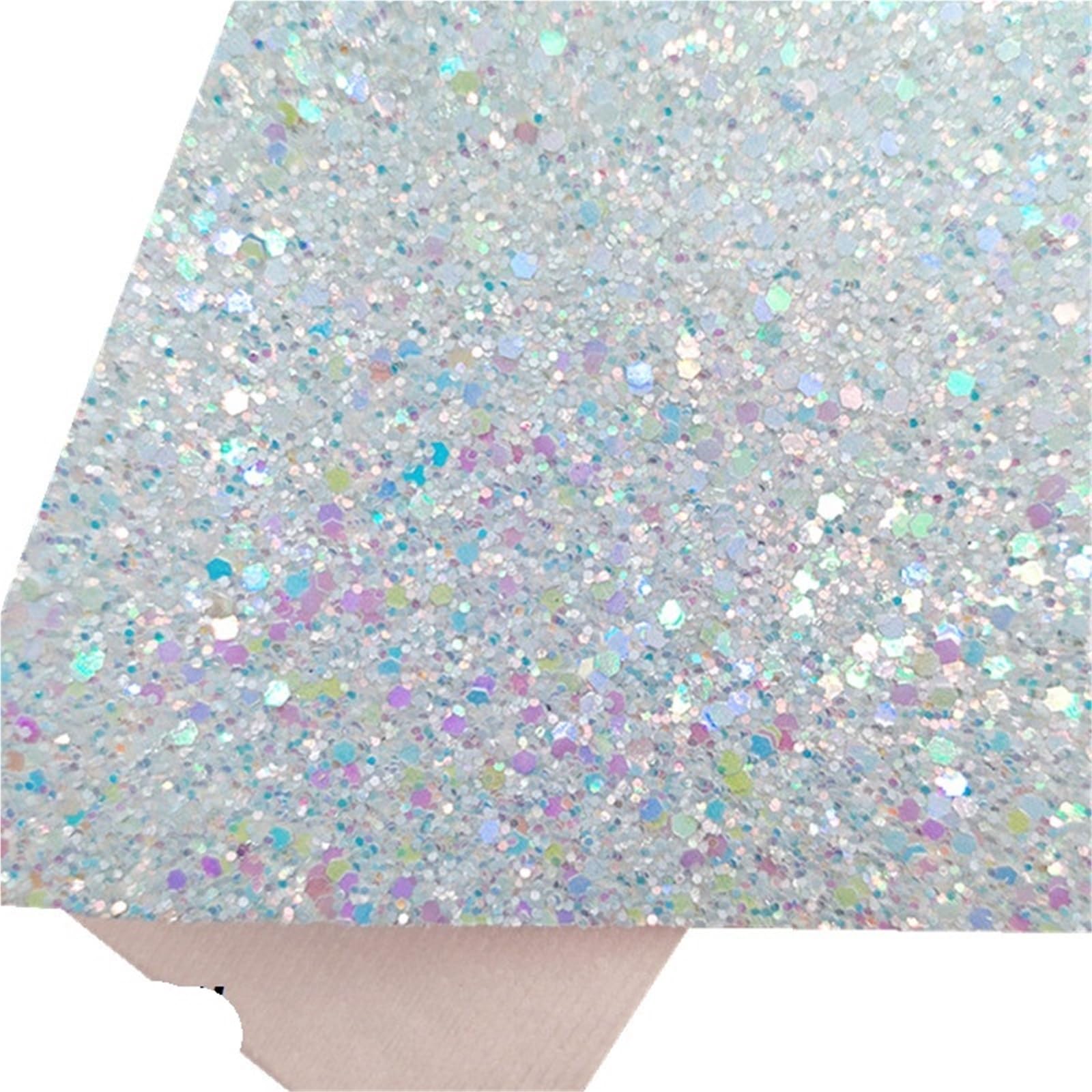Sparkle PU Leather Fabric Mini Rolls 30x134cm Chunky Glitter Leather Fabric Felt Backing Synthetic for Bows Craft DIY