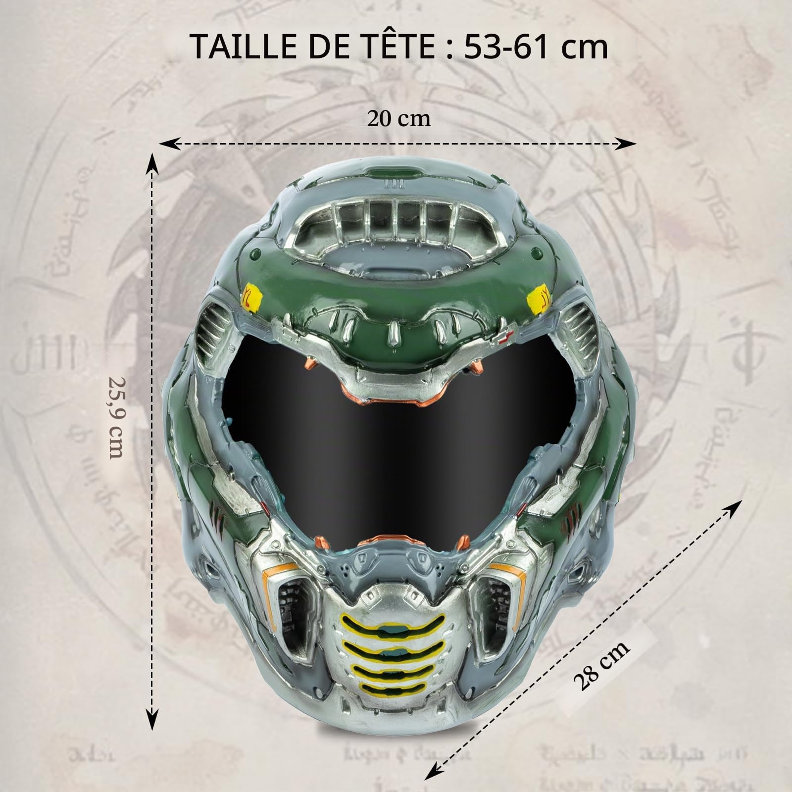 Casque d'Halloween en résine verte, version 2020, masque intégral pour cosplay, accessoire de jeu vidéo, pour homme adulte