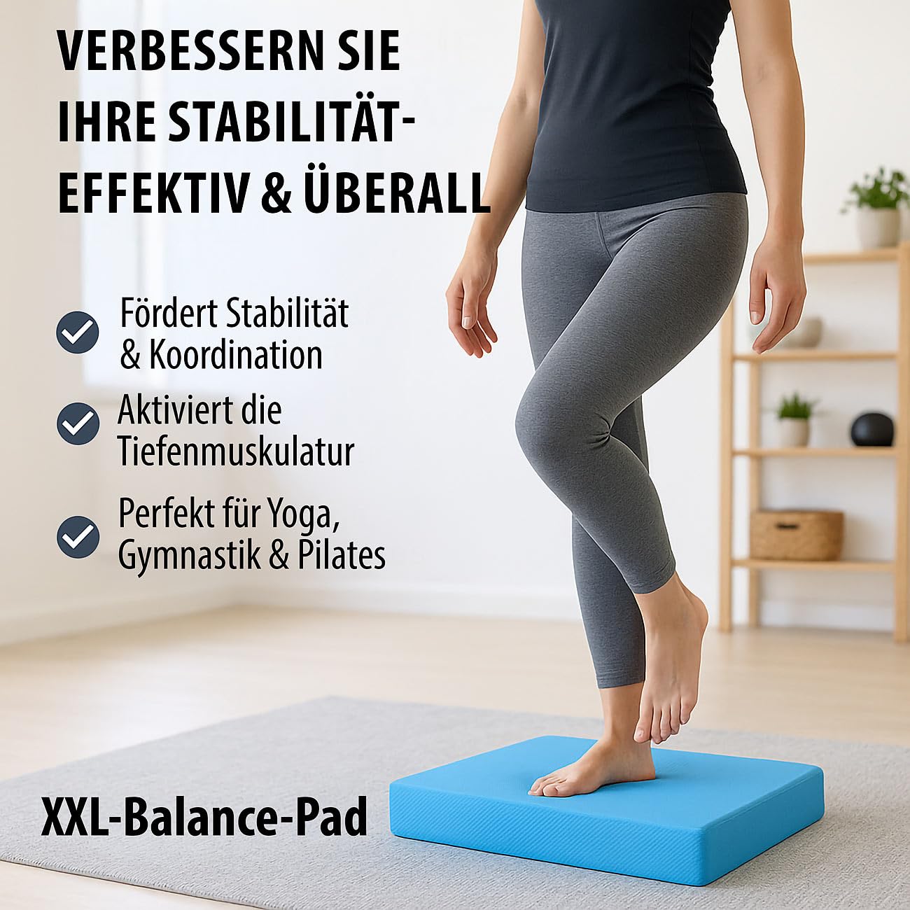 Newgen Medicals Balancekissen: XXL-Balance-Pad für Stabilitäts- und Koordinations-Übungen, 48 x 38 cm (Balance Board, Fitness-Kissen, Studio)