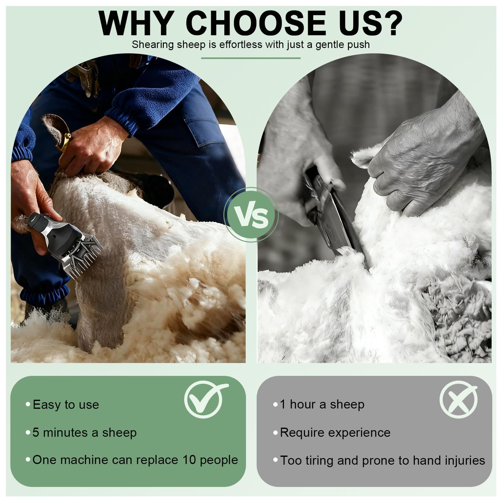 Tosatrice elettrica Professionale Senza Fili per Pecore, Tosatrice per Pecore per impieghi gravosi, Kit per la toelettatura del Bestiame da Fattoria per Pecore agnelli, bovini