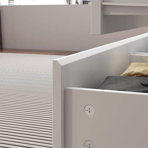 Miniatura 7 de Hitow Cómoda de 9 cajones para dormitorio con cajones profundos, cómoda grande de madera para suelo y cómoda sin asa, modernos aparadores largos