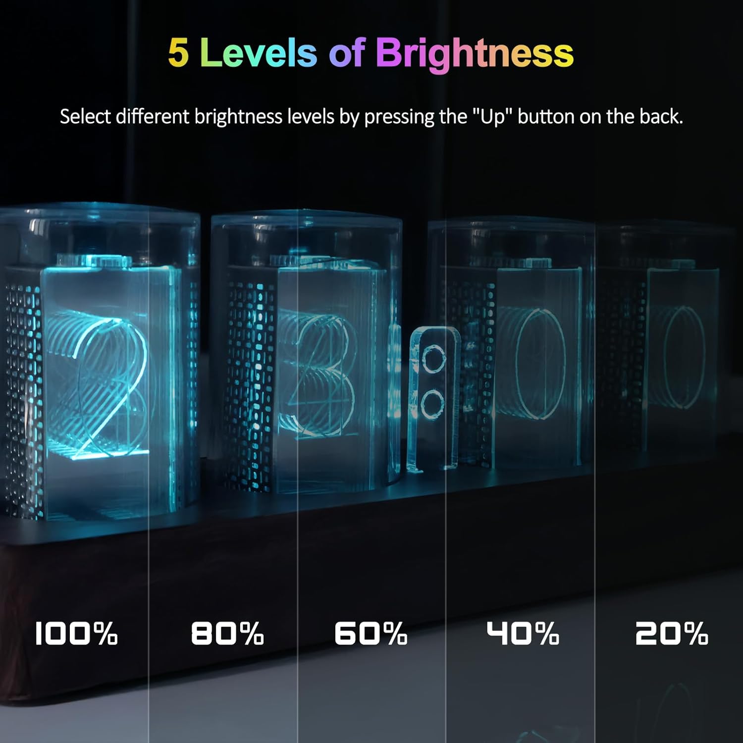 LED Nixie Tube Clock, Small Digital Clock with 7 Modes Display, Digital Alarm Clock with Hours/Minutes/Countdown/Brightness Adjustment - 12/24H Display, Glow Tube Clock, Ideal Gift for Friend