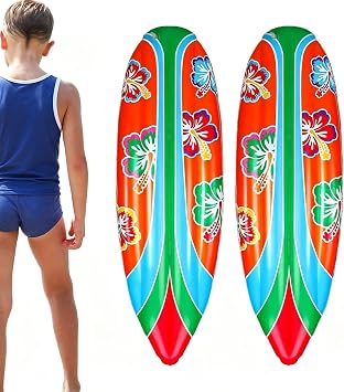 Inflatable Surf Board 2 Pieces Water Toys | Kids Surfing Board for Summer Pool Beach Backyard Outdoor Water Party Game